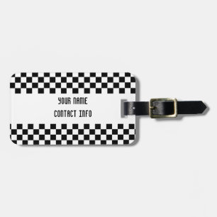 Chequered Black & White Easy to Spot Luggage Tag