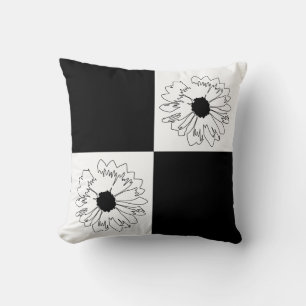 Chequered Black & White Flower Pillow