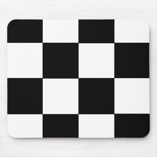 Chequered Black & White Mouse Pad (Front)