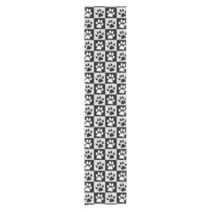 Chequered Black White Paws and Claws Short Table Runner