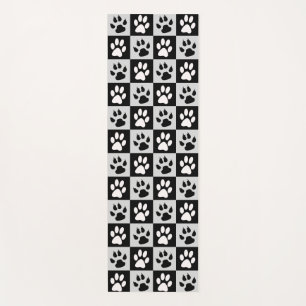 Chequered Black White Paws and Claws Yoga Mat