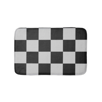 Chequered Black & White Squares or CUSTOM COLOR Bath Mat