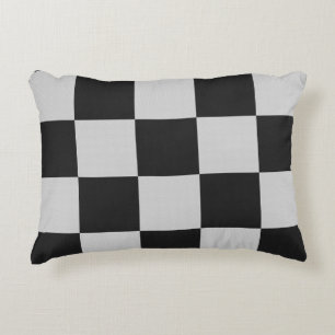 Chequered Black & White Squares or CUSTOM COLOR Decorative Cushion