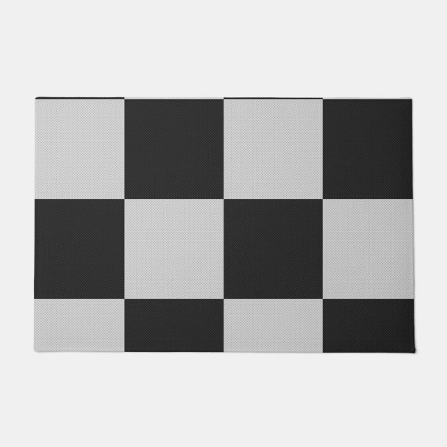 Chequered Black & White Squares or CUSTOM COLOR Doormat (Front)