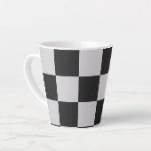 Chequered Black & White Squares or CUSTOM COLOR Latte Mug (Left Angle)