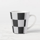 Chequered Black & White Squares or CUSTOM COLOR Latte Mug (Right)