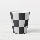 Chequered Black & White Squares or CUSTOM COLOR Latte Mug (Front)
