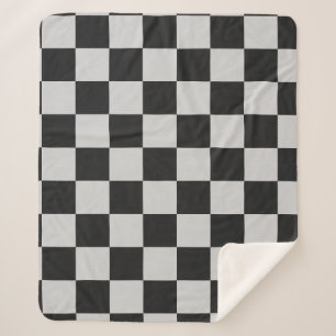 Chequered Black & White Squares or CUSTOM COLOR Sherpa Blanket