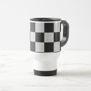 Chequered Black & White Squares or CUSTOM COLOR Travel Mug