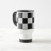 Chequered Black & White Squares or CUSTOM COLOR Travel Mug (Front Left)