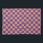 Chequered Blue and Orange Tea Towel<br><div class="desc">Abstract digital art of blue and orange squares in a chequered formation.</div>