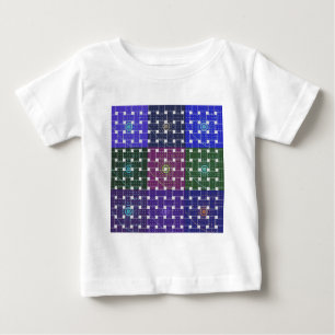 Chequered Blue and Purple Art Print Baby T-Shirt