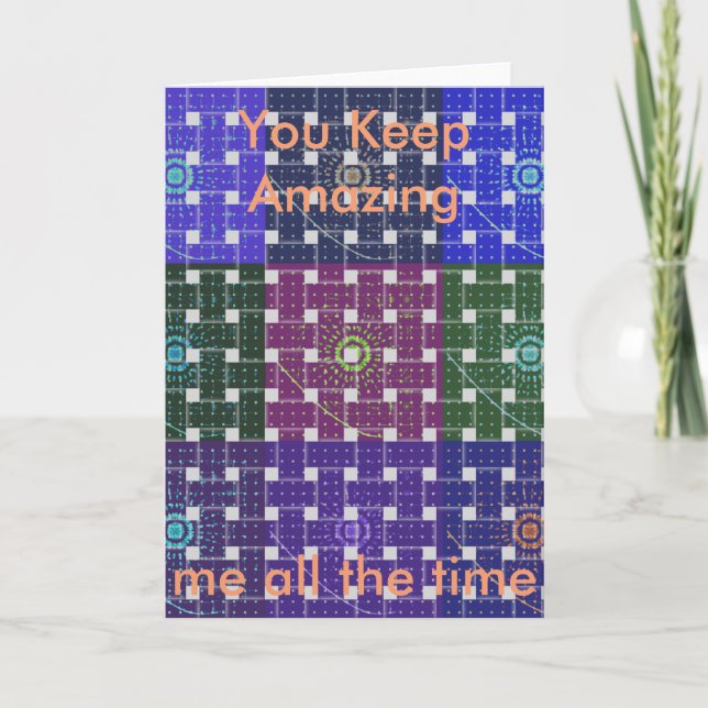 Chequered Blue and Purple Art Print Card (Front)