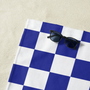 Chequered Blue and White Beach Towel