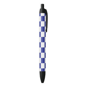 Chequered Blue and White Black Ink Pen