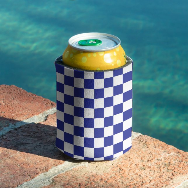 Chequered Blue and White Can Cooler (In Situ Pool)