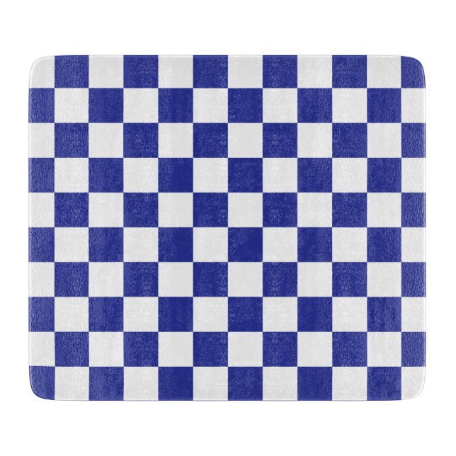 Chequered Blue and White  Cutting Board (Front)
