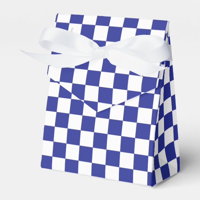Chequered Blue and White  Favour Box (Front Side)