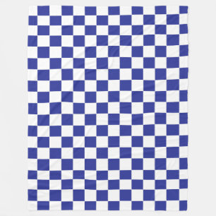 Chequered Blue and White  Fleece Blanket