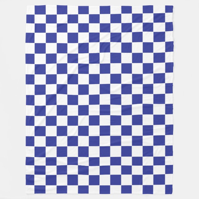 Chequered Blue and White  Fleece Blanket (Front)