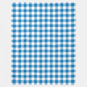 Chequered Blue and White Fleece Blanket