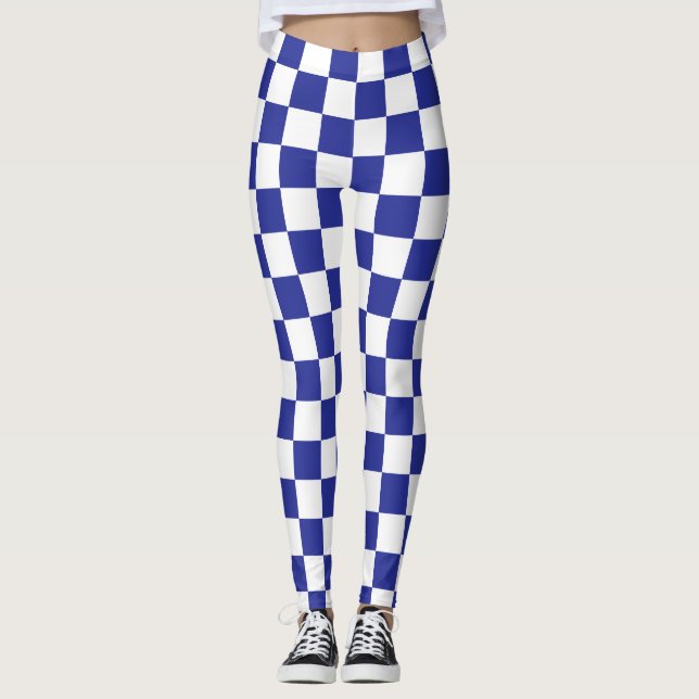 Chequered Blue and White  Leggings (Front)
