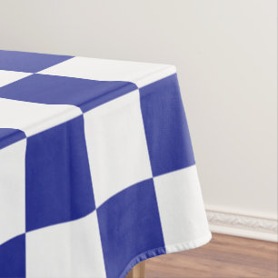 Chequered Blue and White  Tablecloth