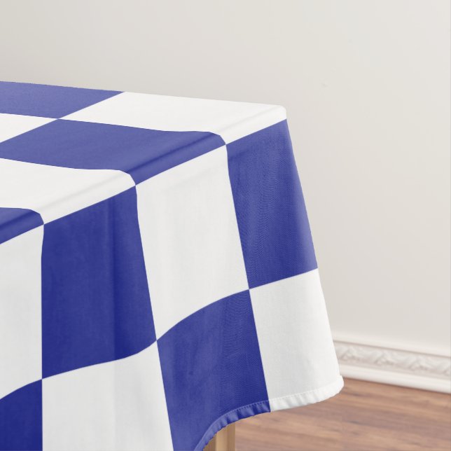 Chequered Blue and White  Tablecloth (In Situ)