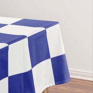 Chequered Blue and White Tablecloth