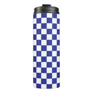 Chequered Blue and White  Thermal Tumbler