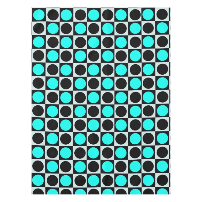 Chequered Blue Black Circles Pattern Design  Tablecloth (Front)