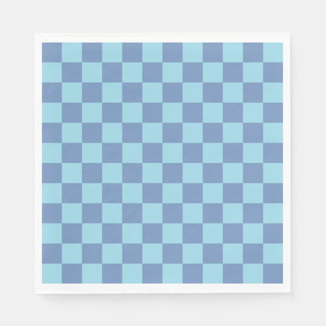 Chequered Blue/Grey and Pastel Blue Napkin (Front)