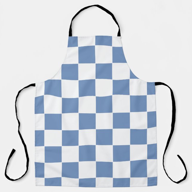 Chequered Blue/Grey and White Apron (Front)