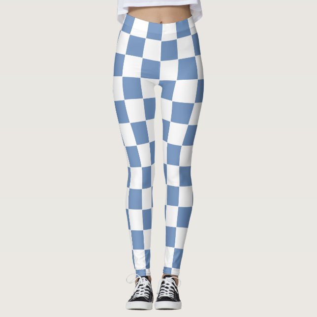 Chequered Blue/Grey and White Leggings (Front)