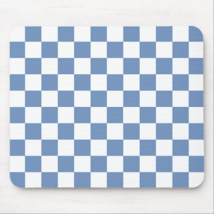 Chequered Blue/Grey and White Mouse Pad