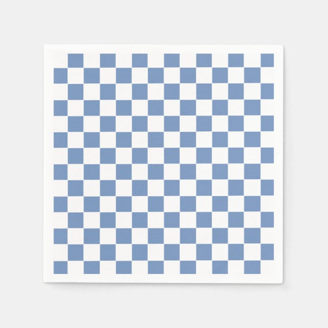 Chequered Blue/Grey and White Napkin (Front)