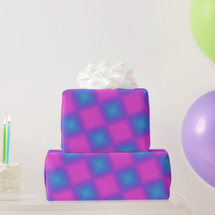Chequered Blue & Pink Pattern Wrapping Paper