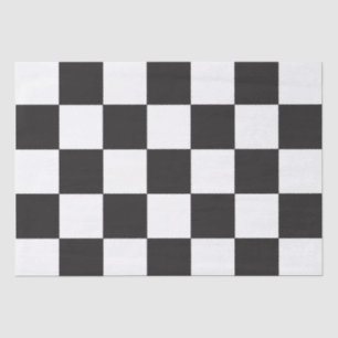 Chequered Board Pattern Black and White Classic Tissue Paper