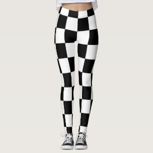 Chequered board pattern with white,black leggings