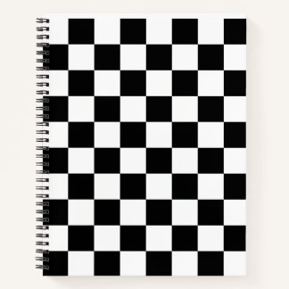Chequered board pattern with white,black notebook