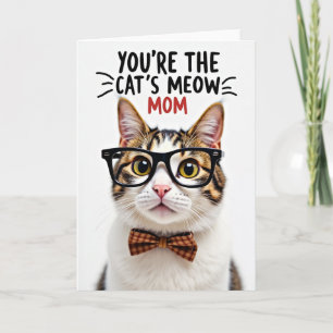 Chequered Bow Cat Card