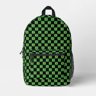 Chequered Brazil Flag Pattern  Printed Backpack
