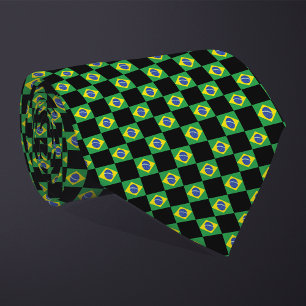 Chequered Brazil Flag Pattern Tie