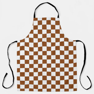 Chequered Brown and White  Apron