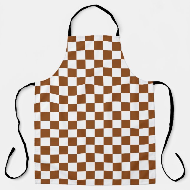Chequered Brown and White  Apron (Front)
