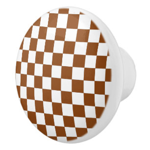 Chequered Brown and White  Ceramic Knob