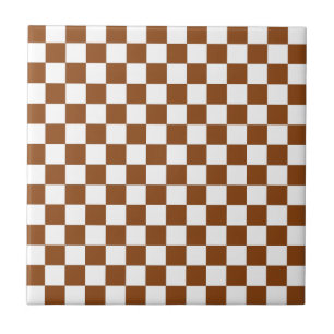 Chequered Brown and White  Ceramic Tile