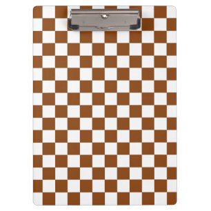 Chequered Brown and White  Clipboard