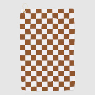 Chequered Brown and White  Golf Towel