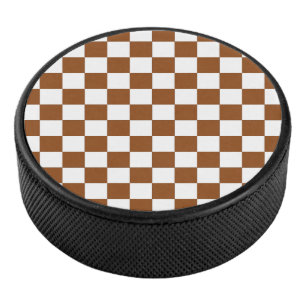 Chequered Brown and White Hockey Puck